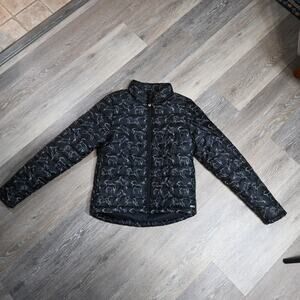 Kerrits Equestrian Puffer Jacket Womens XL Black Horse Print